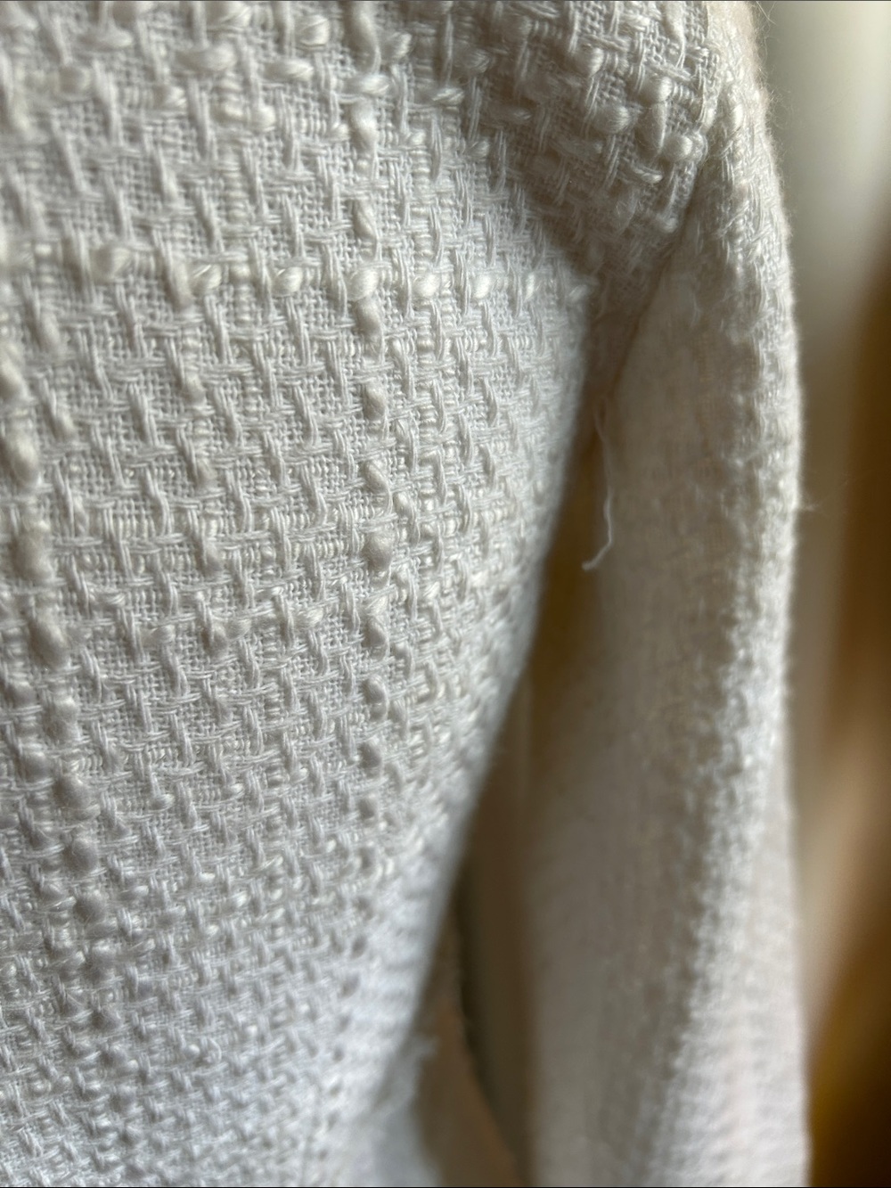 White House Black Market Ivory Fringe-Trim Tweed Blazer - Picture 7 of 11